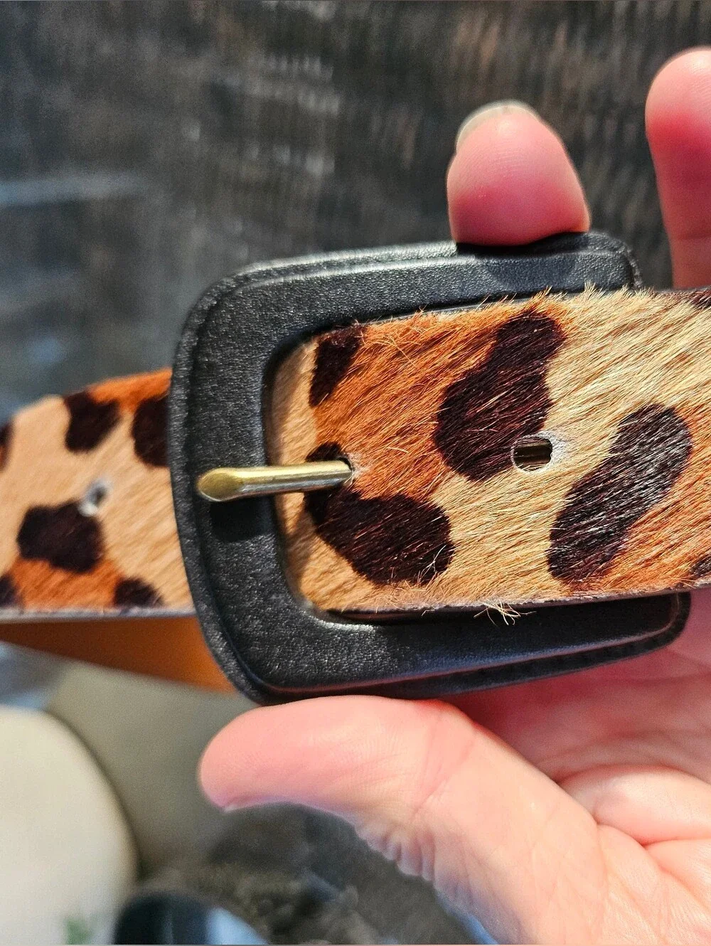 Ralph Lauren Leopard Animal Hair Genuine Leather Women Small Belt